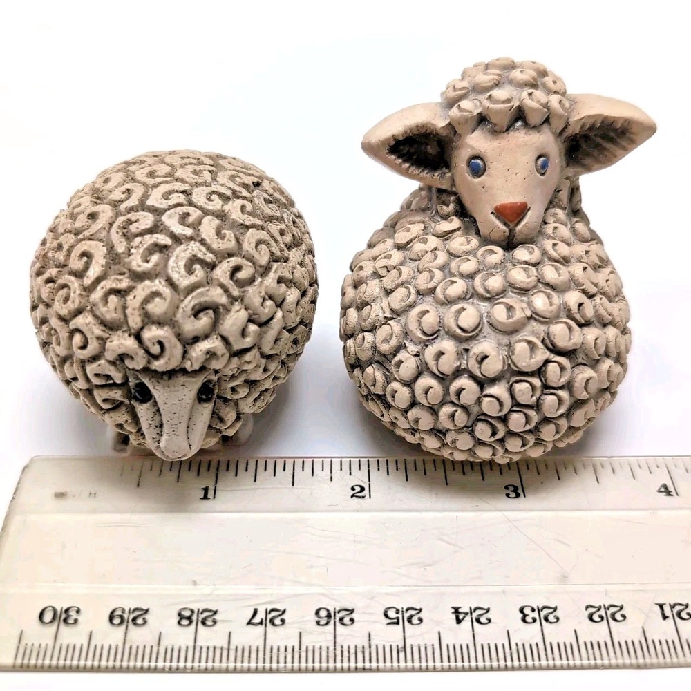 Vtg Artesania Rinconada 2 Sheep #23 #170 Figurines Hand Carved Painted Handmade - Picture 8 of 10